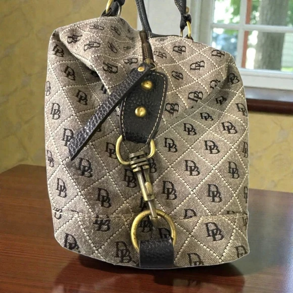 Dooney & Bourke Monogram Quilted Satchel Canvas Leather Bag